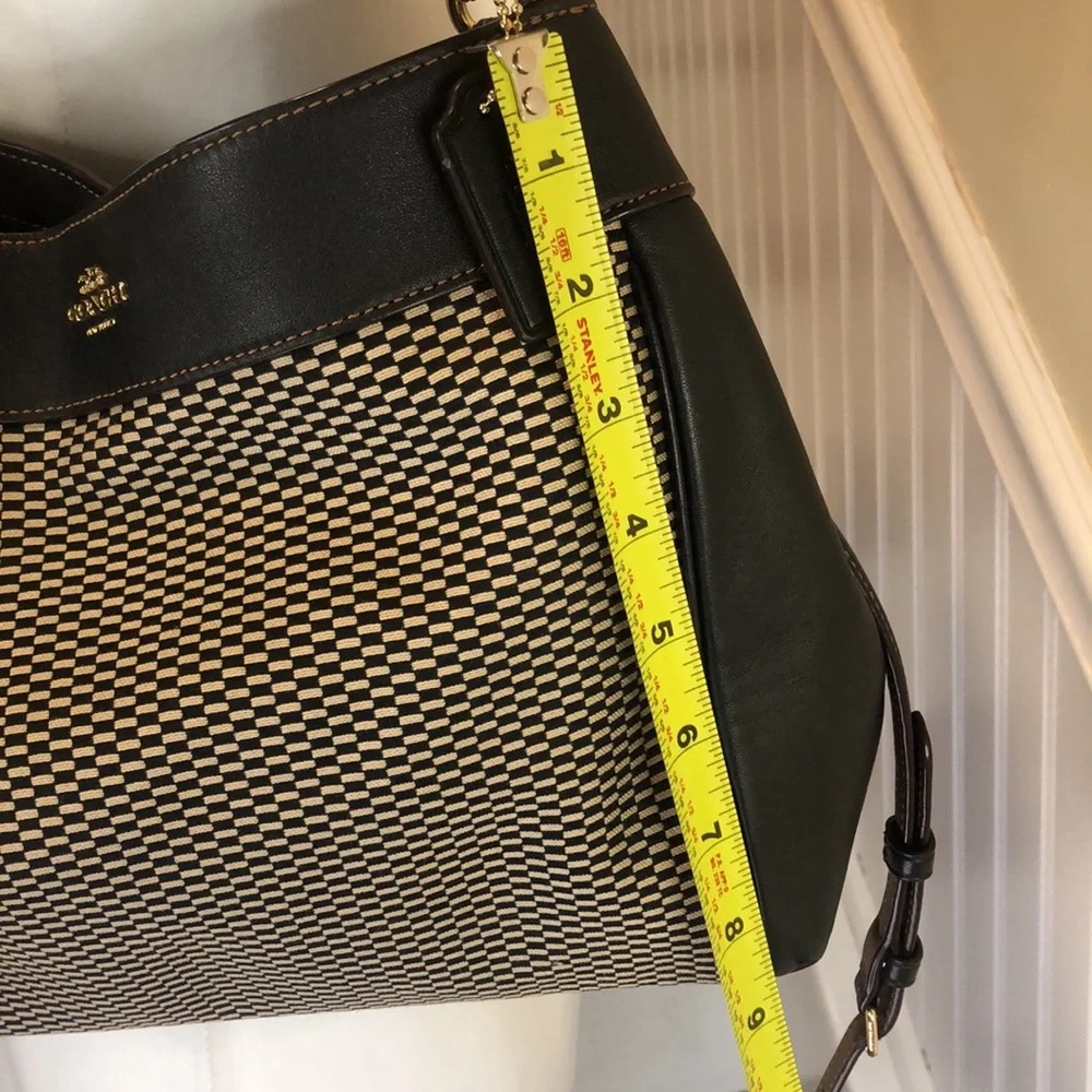 COACH Legacy Black Phoebe Jacquard Leather Shoulder Bag with Crossbody Strap